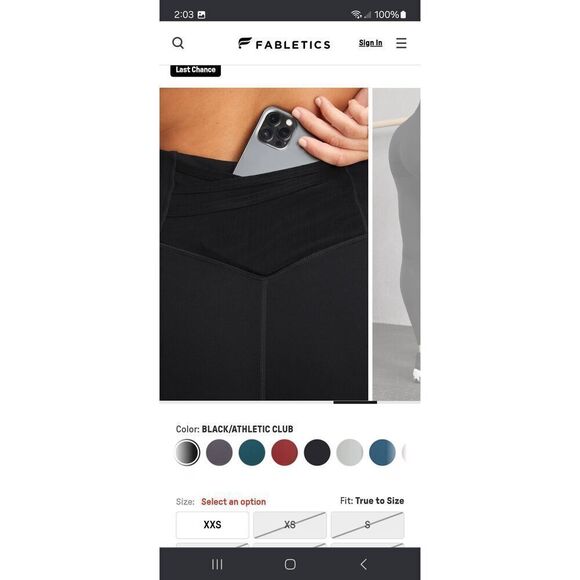 New Women's Size XL Short Fabletics Motion 365 Black Trinity High Waist Leggings - Picture 4 of 9